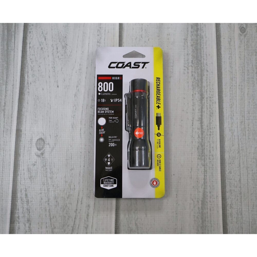 NEW Coast HX6R 800 Lumens LED Rechargeable Flashlight USB Charging